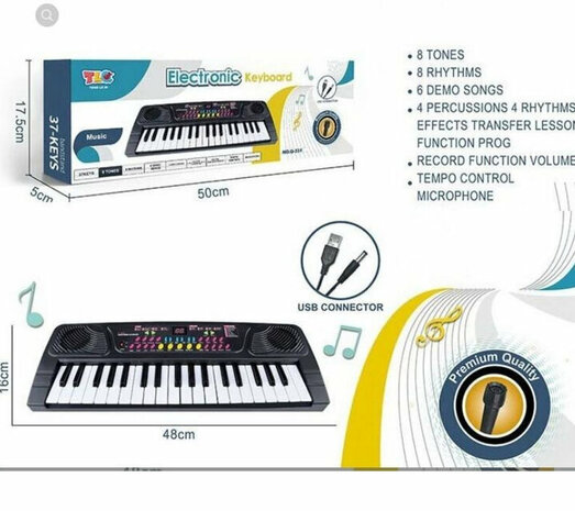 Electronic keyboard - toy keyboard with 37 keys - microphone - usb - 37CM