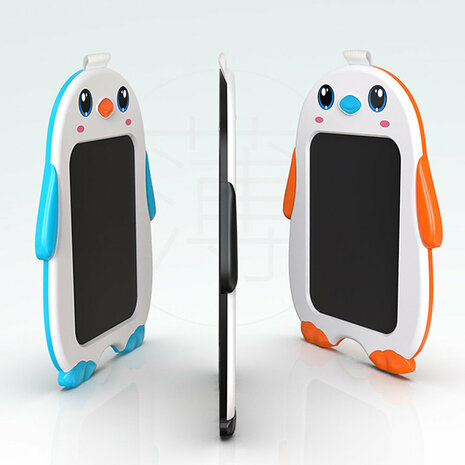 Jouet de planche &agrave; dessin LCD - Tablette &agrave; dessin pour enfants - Tambour &eacute;lectronique Pingouin orange