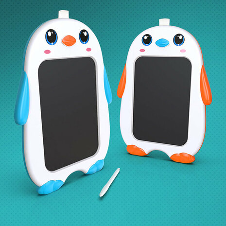 Jouet de planche &agrave; dessin LCD - Tablette &agrave; dessin pour enfants - Tambour &eacute;lectronique Pingouin orange