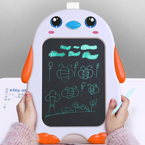 LCD Drawing Board Toy - Kids Drawing Tablet - Electronic Drum Pad Penguin orange