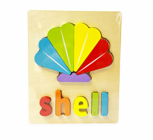 Wooden inlay puzzle shell toy - shape puzzle for children 18x15cm