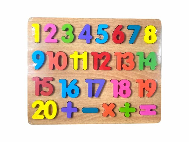 Wooden inlay puzzle toy - numbers form puzzle board 29.8x23.8cm