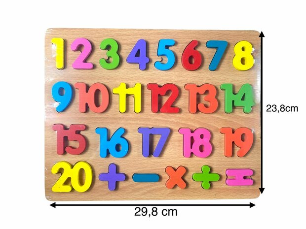 Wooden inlay puzzle toy - numbers form puzzle board 29.8x23.8cm