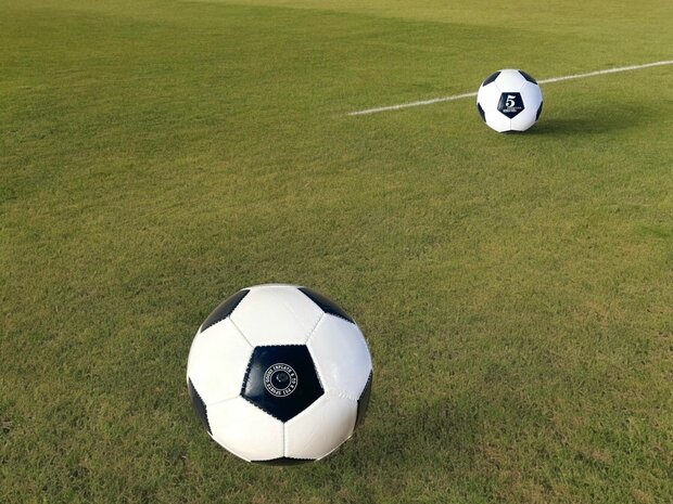 Ballon de football brillant taille 5 noir et blanc.