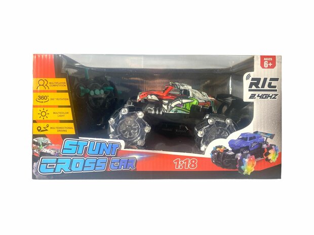 RC Auto - STUNT CROSS CAR - Rc monster car  -2.4GHz 1:18