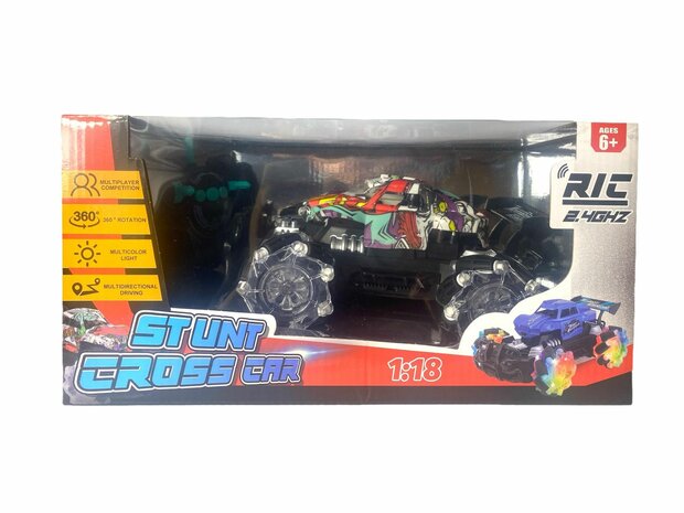 RC Auto - STUNT CROSS CAR - Rc monster car  -2.4GHz 1:18