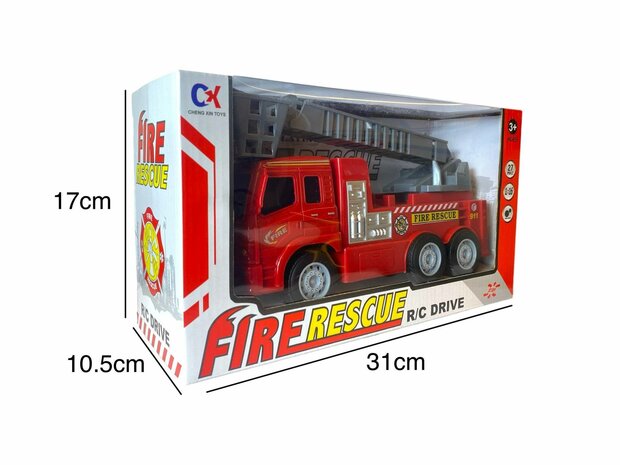 RC Brandweerwagen Fire Rescue Truck rood 26cm 1:16