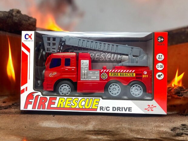 RC Brandweerwagen Fire Rescue Truck rood 26cm 1:16