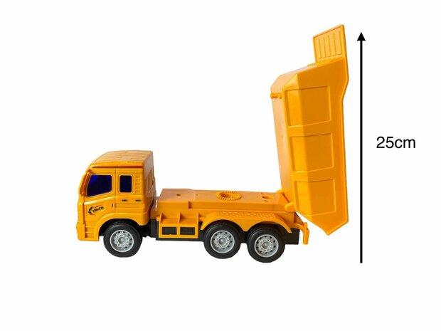 Jouet de camion &agrave; benne basculante RC - camion de sable avec plate-forme de chargement 27MHz 1:16