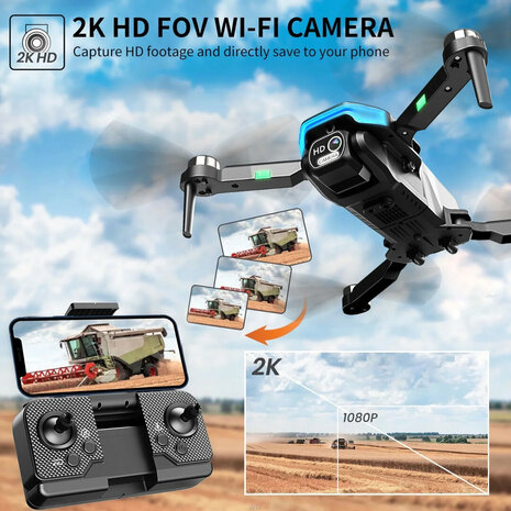 Drone - brushless motor - HD camera live camera - hover mode - foldable incl. bag