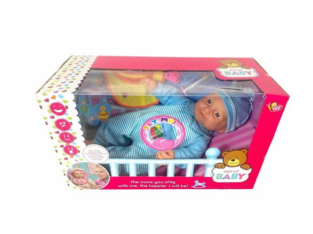 Baby doll sweet with different baby sounds + accessories - 46cm