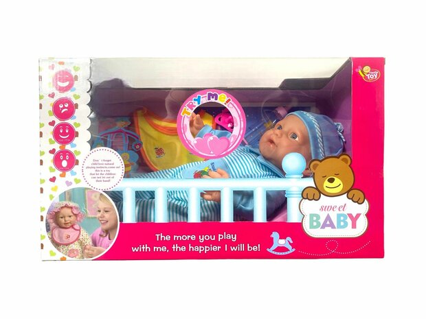 Baby doll sweet with different baby sounds + accessories - 46cm