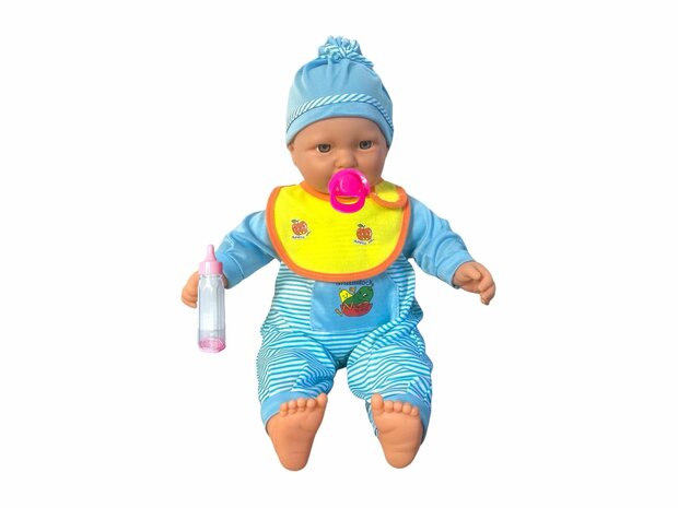 Poup&eacute;e douce avec diff&eacute;rents sons de b&eacute;b&eacute; + accessoires - 46cm