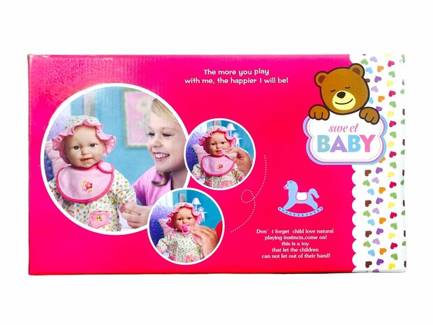 Baby pop sweet met verschillende baby geluiden + accessoires - 46cm