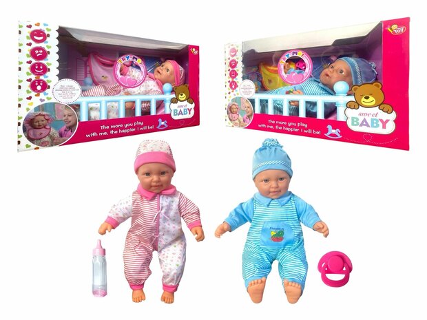 Baby doll sweet with different baby sounds + accessories - 46cm