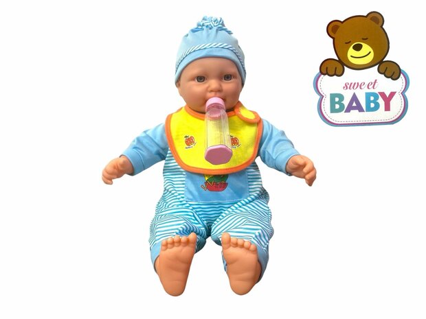 Babypuppe s&uuml;&szlig; mit verschiedenen Babyger&auml;uschen + Zubeh&ouml;r - 46cm