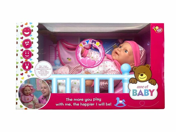 Baby doll sweet with different baby sounds + accessories - 46cm P