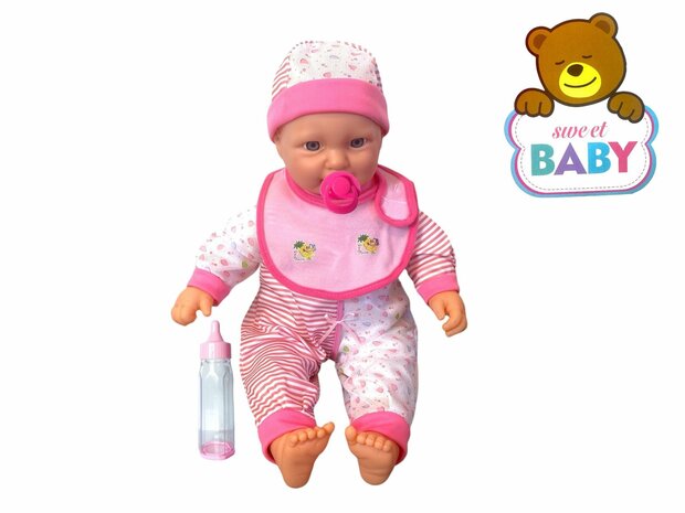 Baby pop sweet met verschillende baby geluiden + accessoires - 46cm R