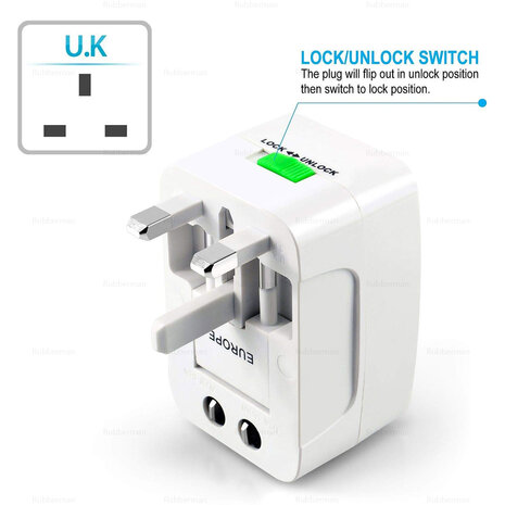 Reisadapter-stekker - Travel adapter - Internationale Reisadapter 125V~250V UK/SP/IT/US/EU