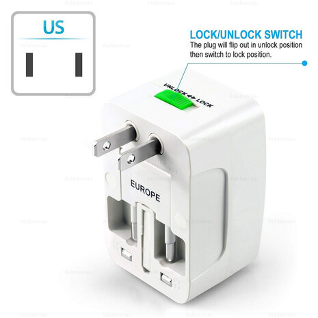 Reisadapter-stekker - Travel adapter - Internationale Reisadapter 125V~250V UK/SP/IT/US/EU