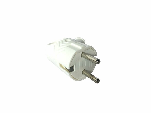 Schuko Plug - Velis - Splashproof IP44 - Earth - Handle - Rubber - white