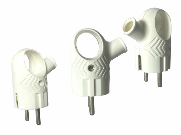 Schuko Plug - Velis - Splashproof IP44 - Earth - Handle - Rubber - white