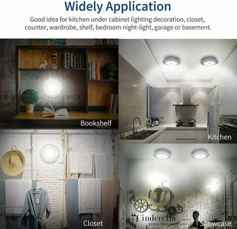 LED Lamps - 3 pieces with remote control - wireless wall lamps - Dimmable - with Timer - white light