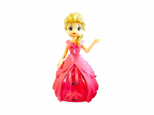 Tanzende Pop-Prinzessin elegant mit Licht und Musik