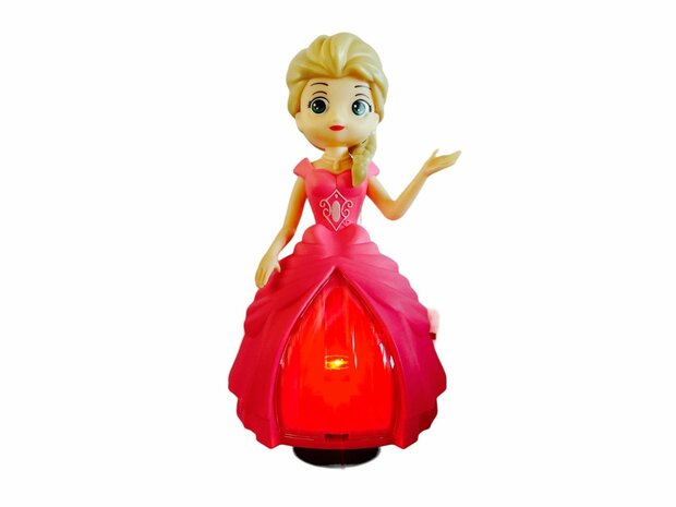 Tanzende Pop-Prinzessin elegant mit Licht und Musik