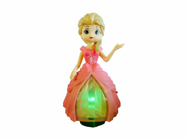 Tanzende Pop-Prinzessin elegant mit Licht und Musik