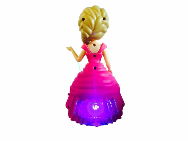 Tanzende Pop-Prinzessin elegant mit Licht und Musik