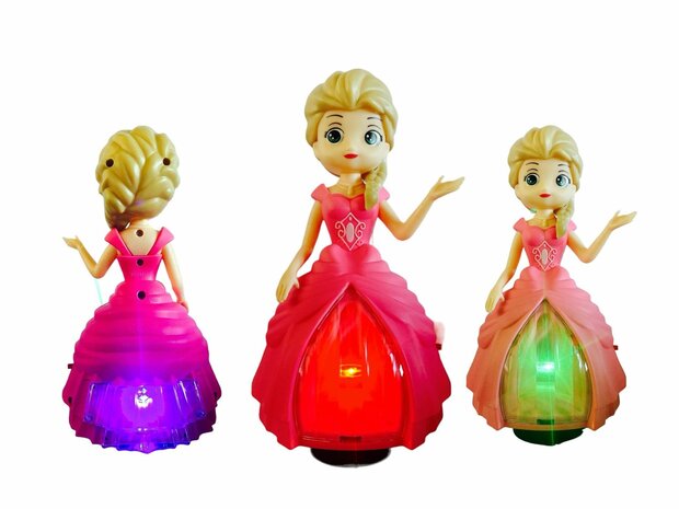 Tanzende Pop-Prinzessin elegant mit Licht und Musik