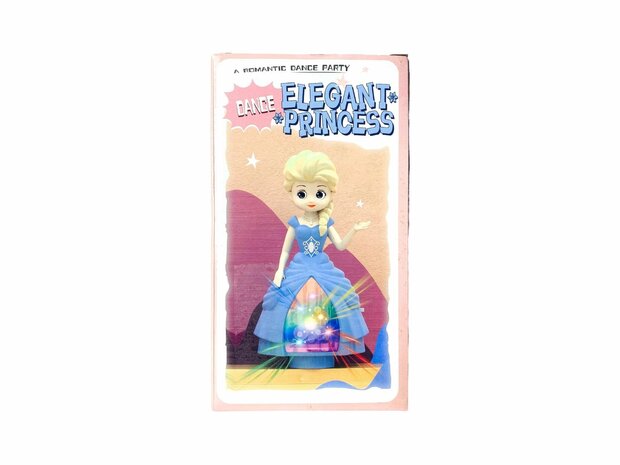 Tanzende Pop-Prinzessin elegant mit Licht und Musik Blau