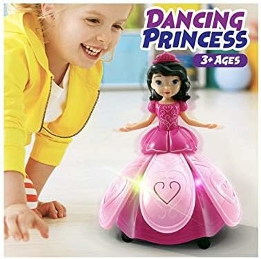 Dansende Prinses Engel-pop met 3D LED-verlichting, muziek en 360&deg; draaibaar - Bump and Go 