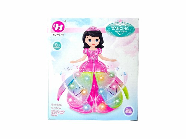 Dansende Prinses Engel-pop met 3D LED-verlichting, muziek en 360&deg; draaibaar - Bump and Go 