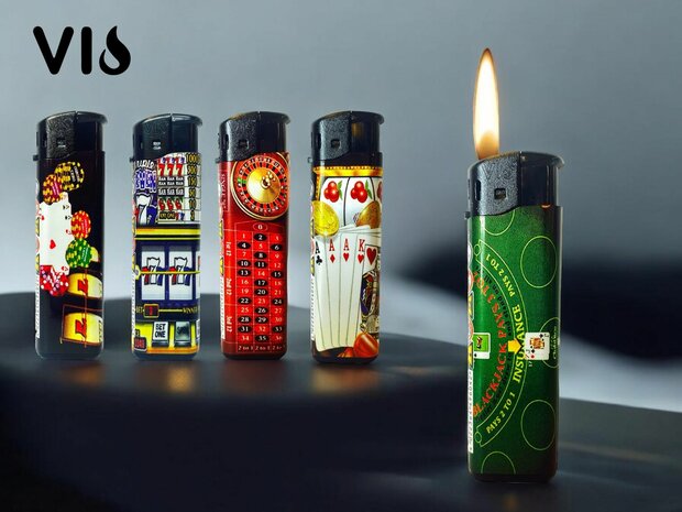 LIGHTERS 50 PIECES - REFILLABLE - CLICK LIGHTER CASINO