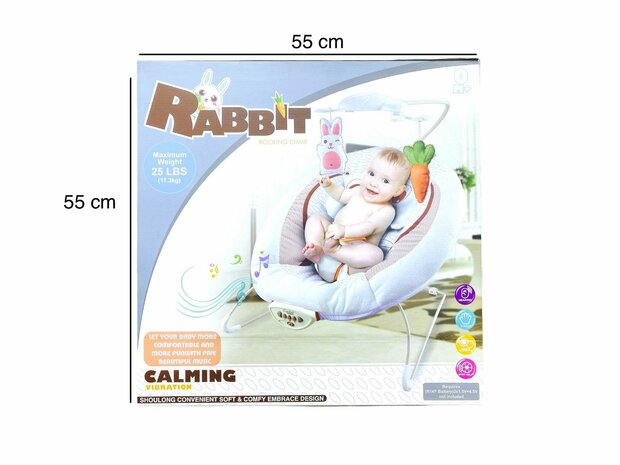 Baby Bouncer - RABBIT - Bouncer Bouncer with Music and Vibration Function CALMING VIBRATION