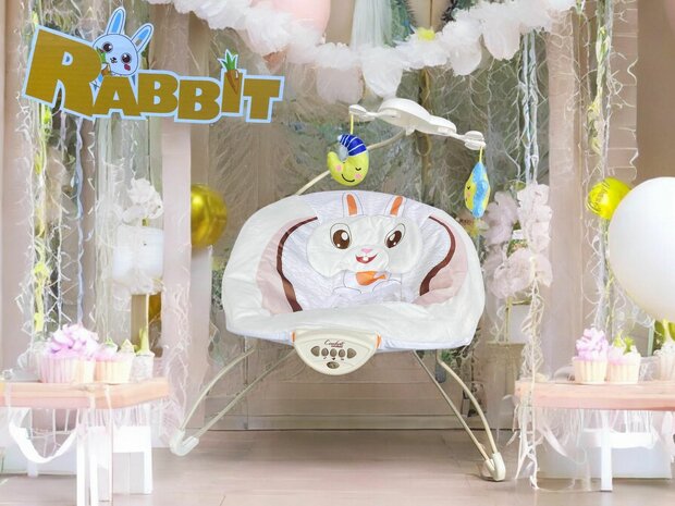 Baby Bouncer - RABBIT - Bouncer Bouncer with Music and Vibration Function CALMING VIBRATION