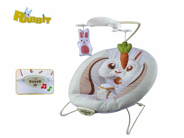 Baby Wipstoel - RABBIT - Bouncer Wipstoel met Muziek en Trilfunctie CALMING VIBRATION