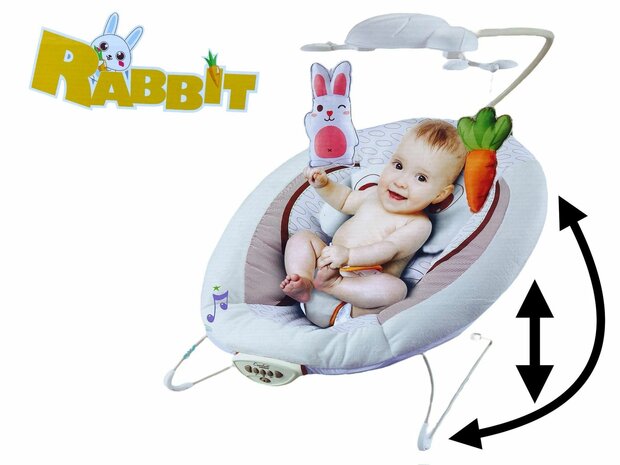 Babywippe &ndash; RABBIT &ndash; Babywippe mit Musik und Vibrationsfunktion, beruhigende Vibration