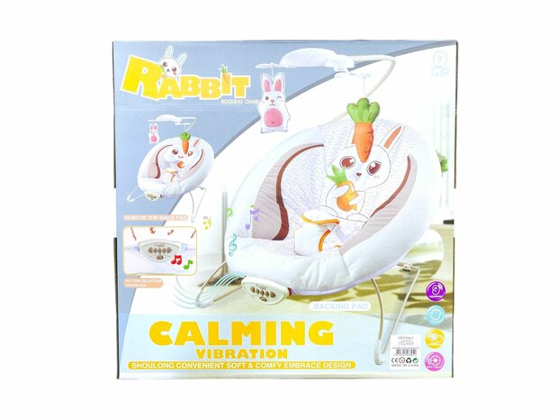 Baby Bouncer - RABBIT - Bouncer Bouncer with Music and Vibration Function CALMING VIBRATION