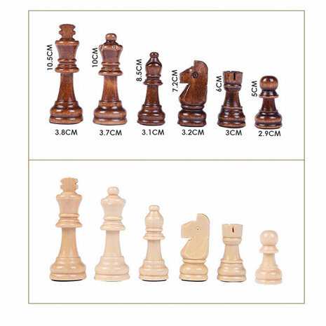 Chessboard - Wooden - 45x45cm - Foldable - 2 Extra Queens