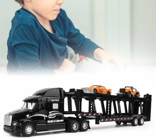 Vrachtwagen - DIE-CAST - autotransporter&nbsp;+ 2 mini auto&#039;s 3in1 - pull-back drive Truck