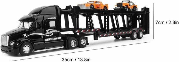 Vrachtwagen - DIE-CAST - autotransporter&nbsp;+ 2 mini auto&#039;s 3in1 - pull-back drive Truck