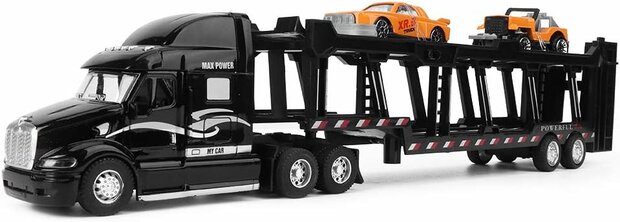 Vrachtwagen - DIE-CAST - autotransporter&nbsp;+ 2 mini auto&#039;s 3in1 - pull-back drive Truck