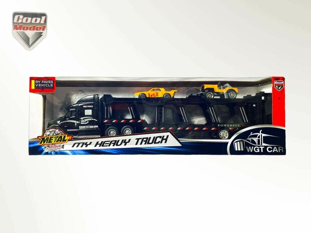 Vrachtwagen - DIE-CAST - autotransporter&nbsp;+ 2 mini auto&#039;s 3in1 - pull-back drive Truck