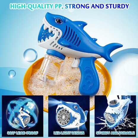 Requin - Jouet soufflant des bulles - Bubble Gun Shark - Rechargeable par USB