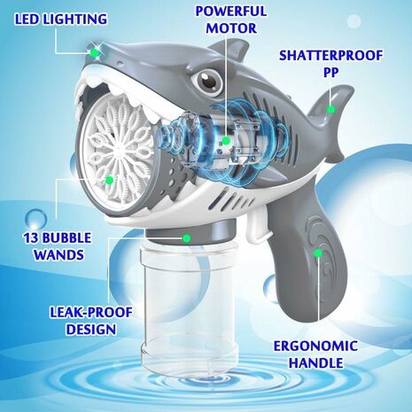 Requin - Jouet souffleur de bulles - Bubble Gun Shark - USB rechargeable G