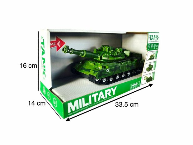 Warrior military toy Tank - Light and sound - Friction motor