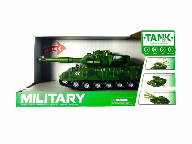 Warrior military toy Tank - Light and sound - Friction motor